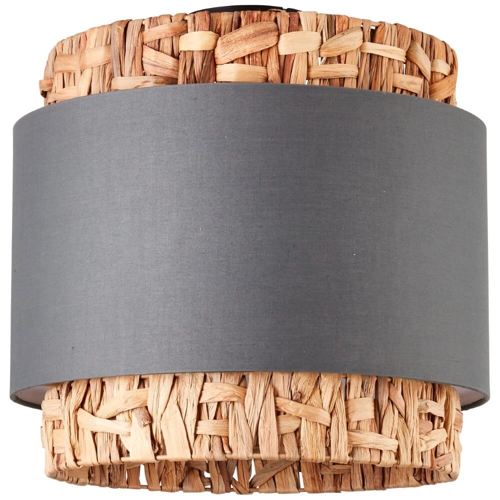 Plafondlamp Waterlilly rotan met grijze stof Brilliant 4004353411892