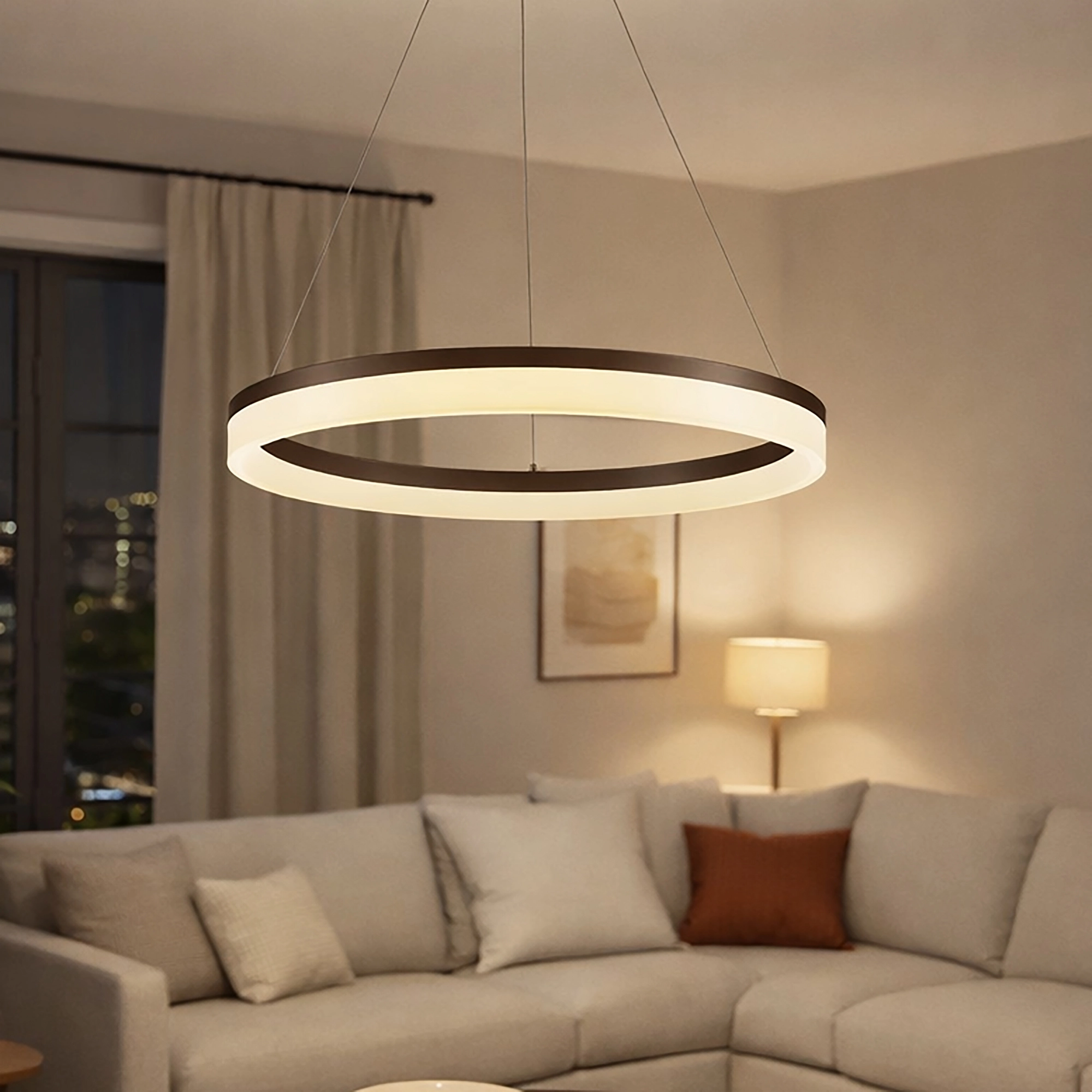 Strakke hanglamp Ara Ø 60cm brons Lyora 5053423316079