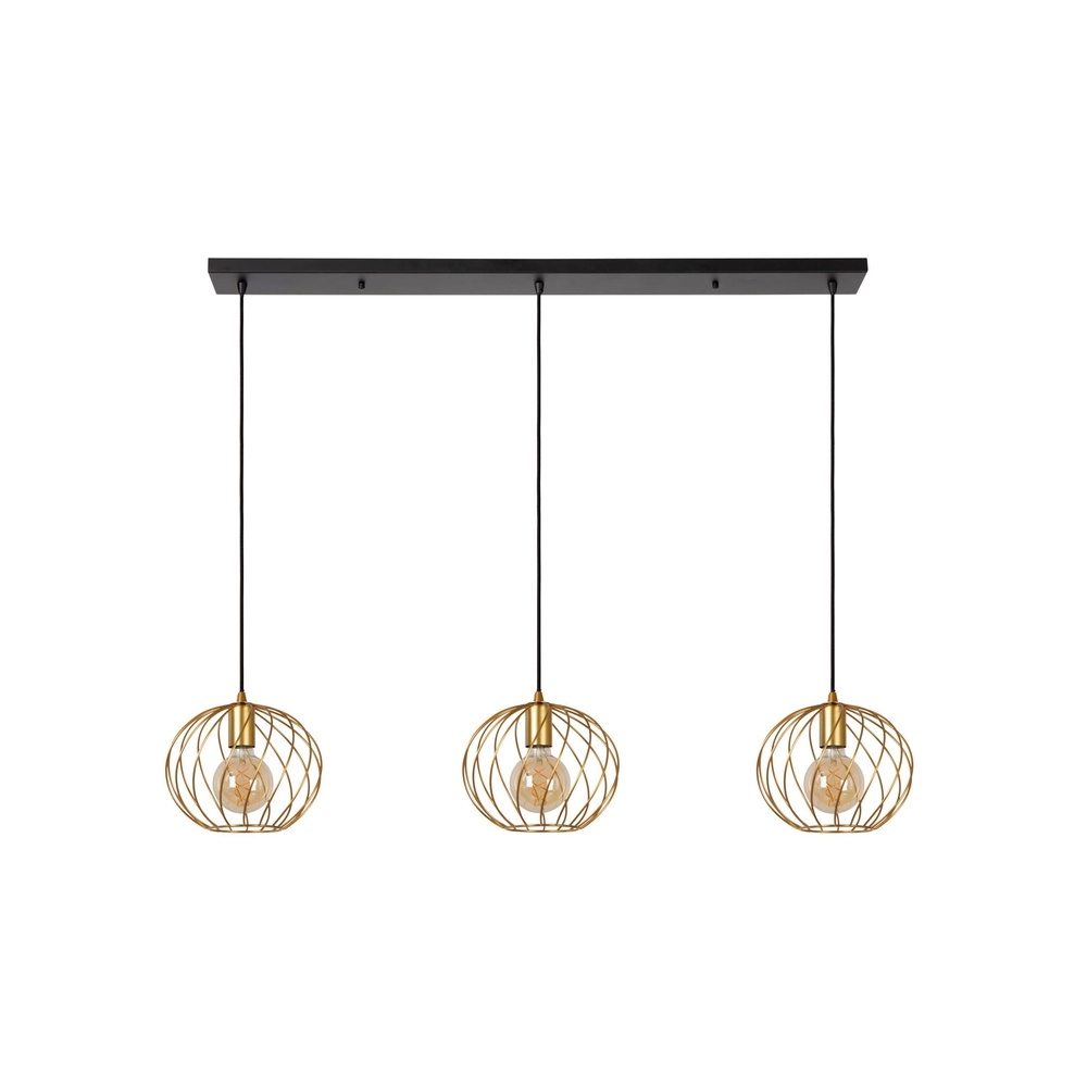 3-lichts hanglamp Danza goud