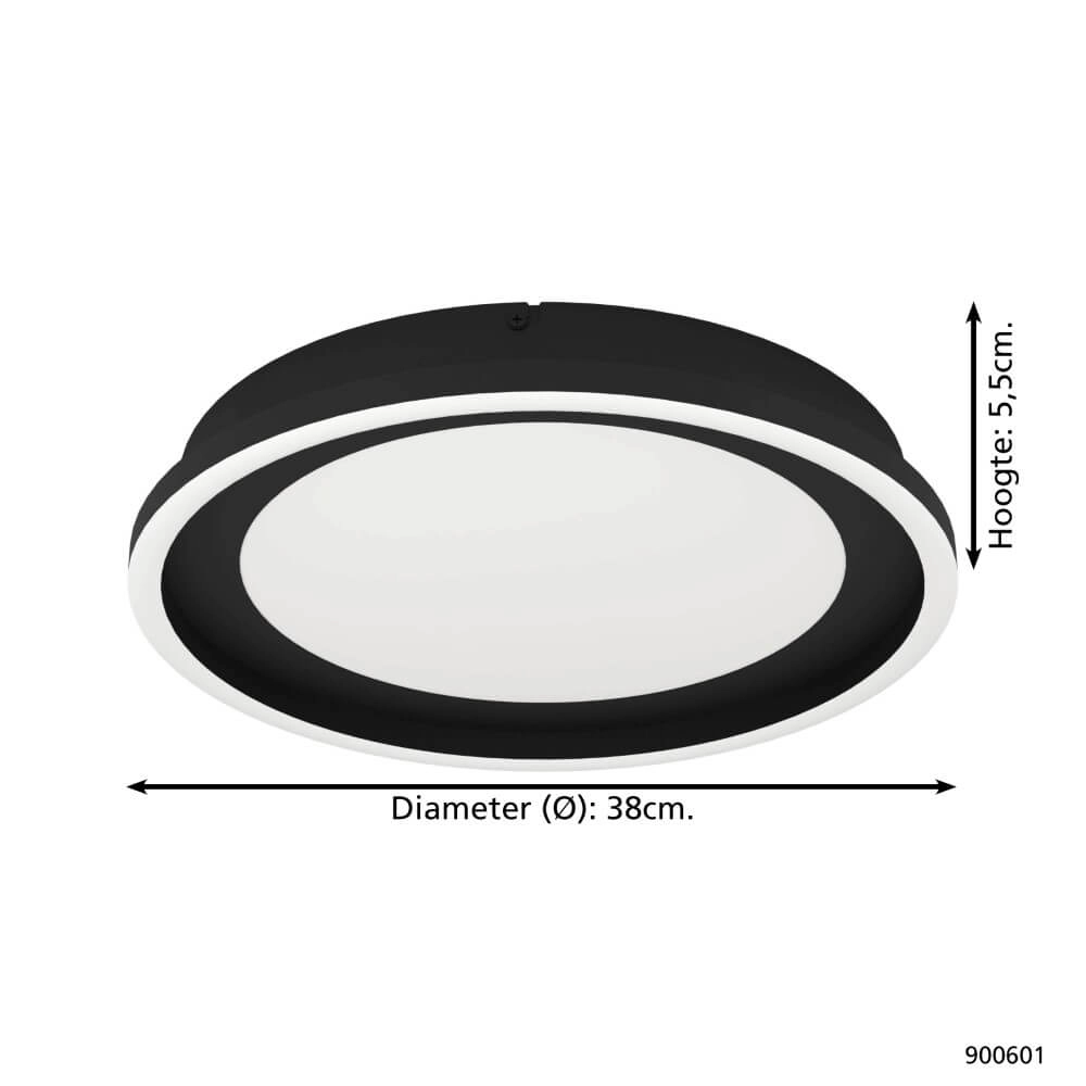 Zwarte plafonnière Calagrano Ø 38cm Eglo 9008606244997