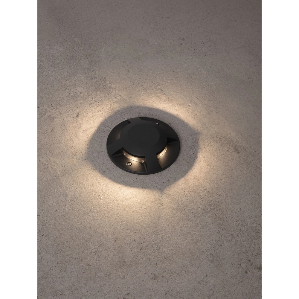 Platte opbouw grondspot Grado zwart - 13W