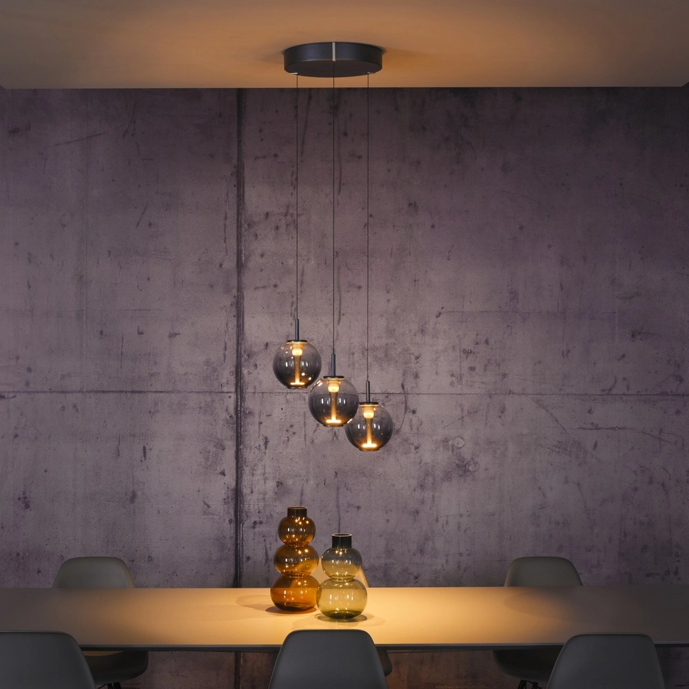 Vide hanglamp Pure E-Infinty mystic grey met smoke glas Paul Neuhaus 4012248398173