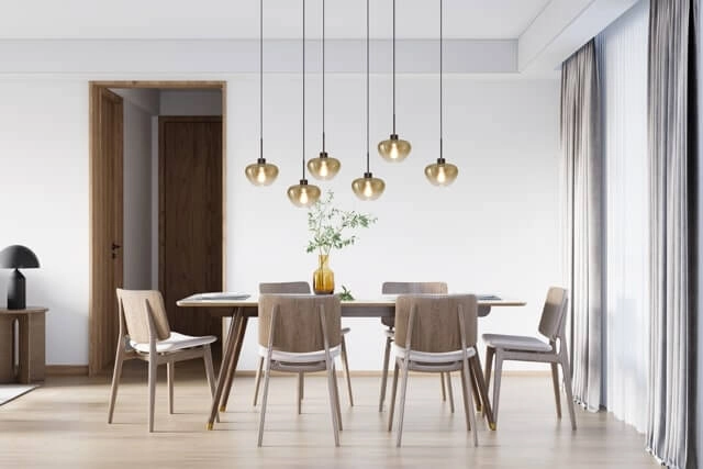 6-lichts hanglamp Genua zwart met goud glas Ø 24cm Masterlight 8718121356990