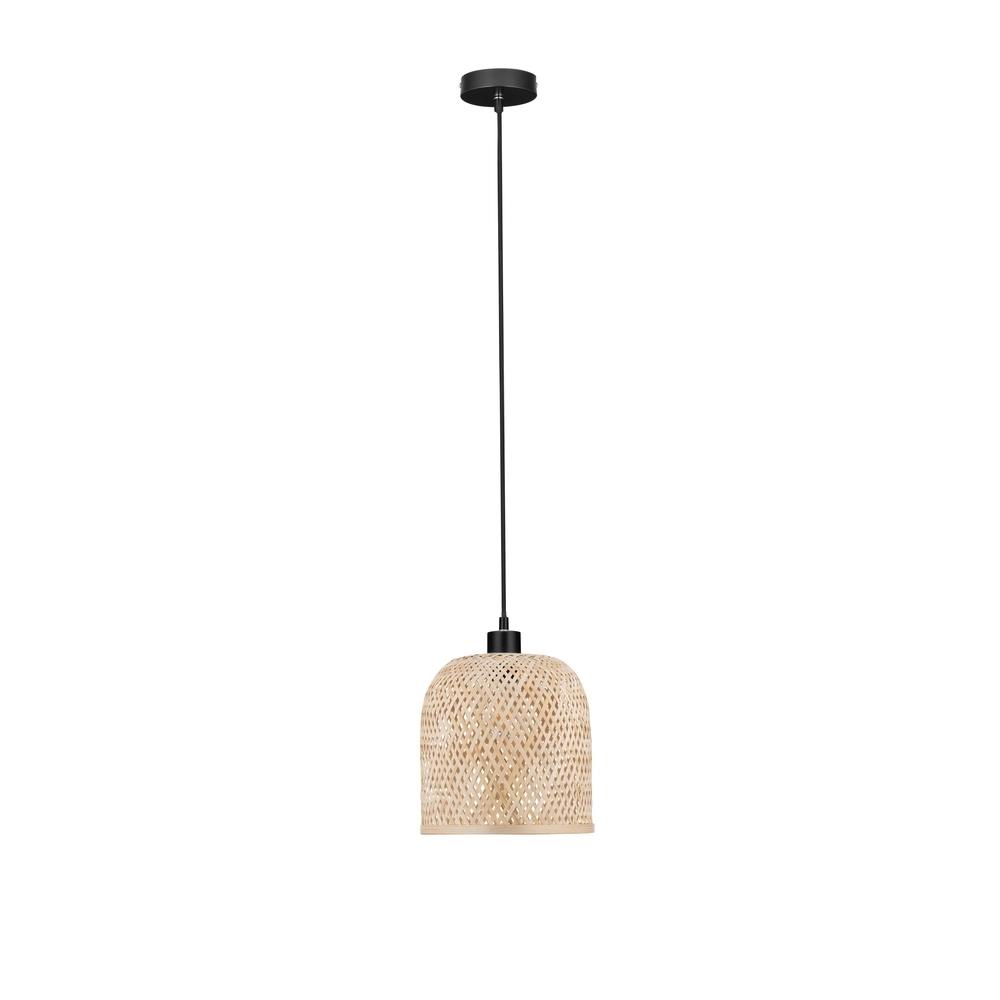 Hanglamp Intra zwart met bamboe kapje Lyora 5212017454829