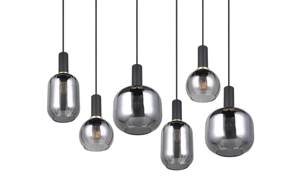 Eetkamer hanglamp Diva 6-lichts - smoke glas Trio 4017807614572