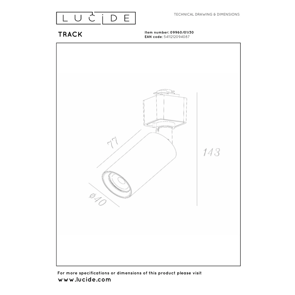 Railspot Track Ritmo 1-fase zwart Lucide 5411212094087