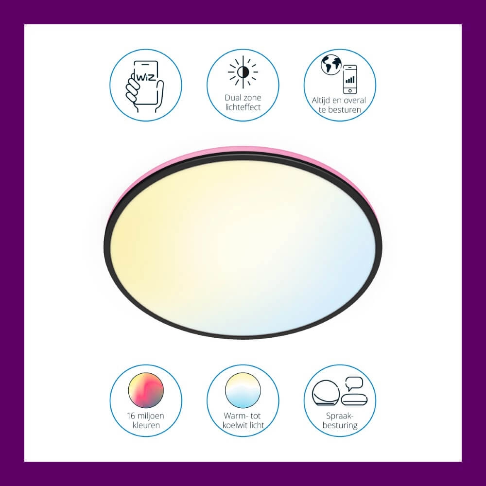 Slimme plafonnière Rune Ø 40cm - zwart WiZ 8719514554290