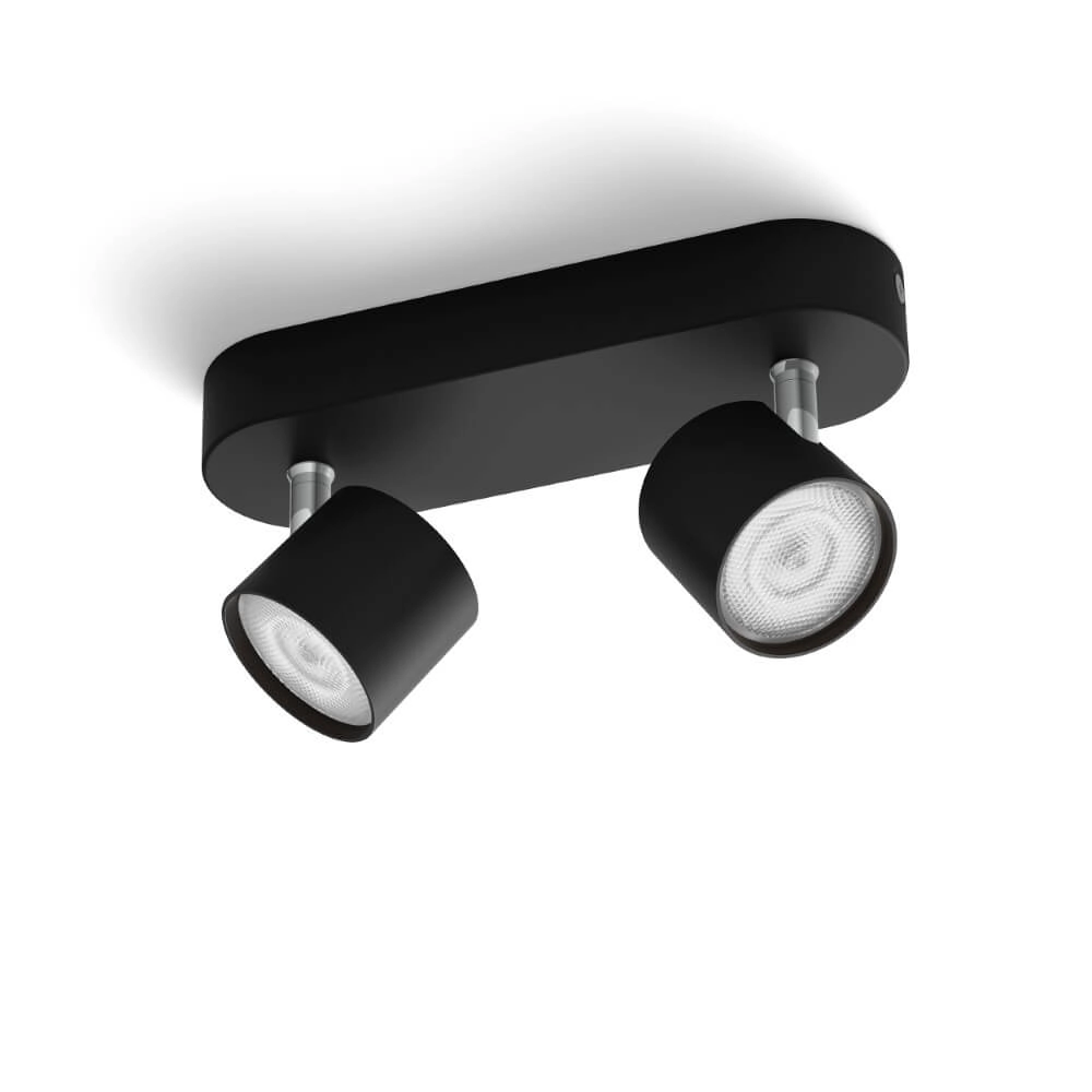 Zwarte led plafondspot Star 2-lichts