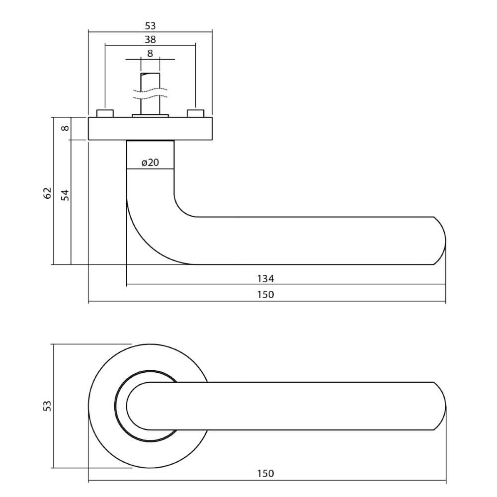 Deurklink Agatha op rozet zwart Intersteel 8714186471098