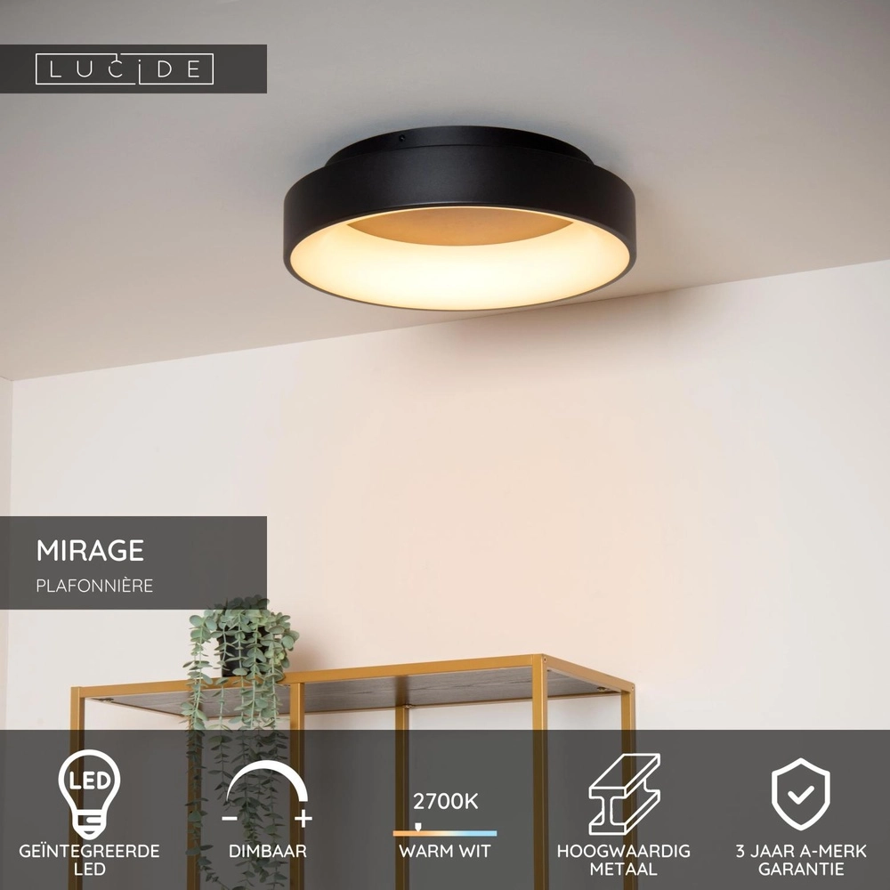 Plafondlamp Mirage Ø 45cm zwart Lucide 5411212361226