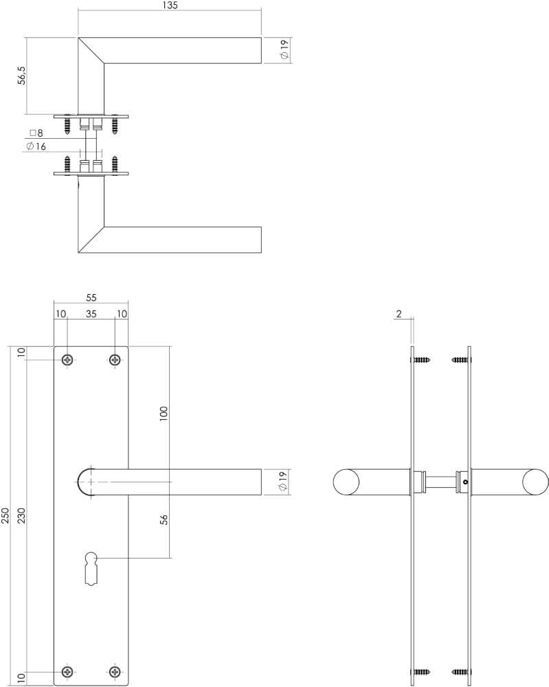 Strakke deurklink Jura sleutelgat zwart Intersteel 8714186489581