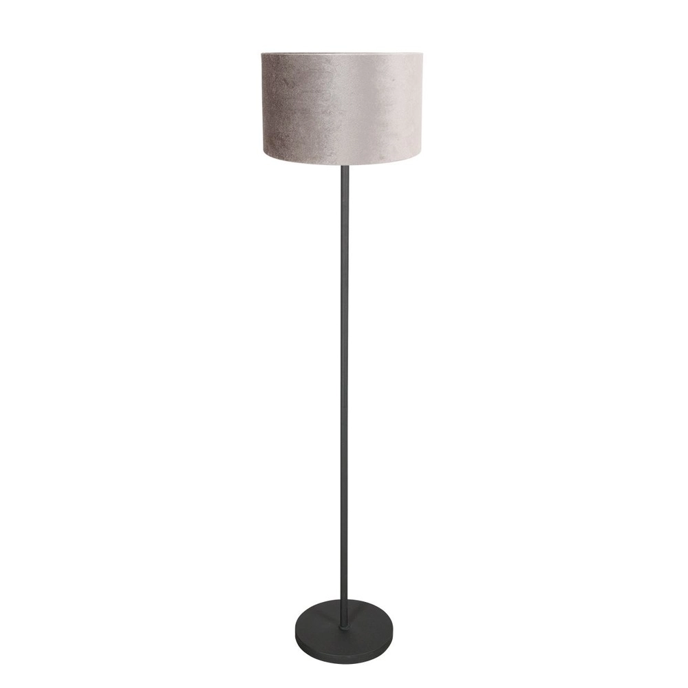 Zwarte vloerlamp Noor met grijze kap Zwarte vloerlamp Noor met grijze kap