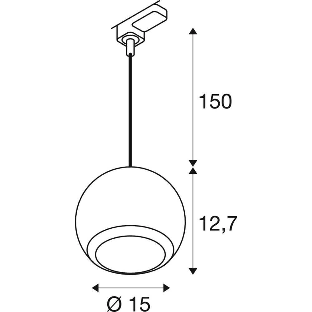 Hanglamp voor rail Light Eye 150 wit 3-fase Ø 15cm SLV 4024163295499