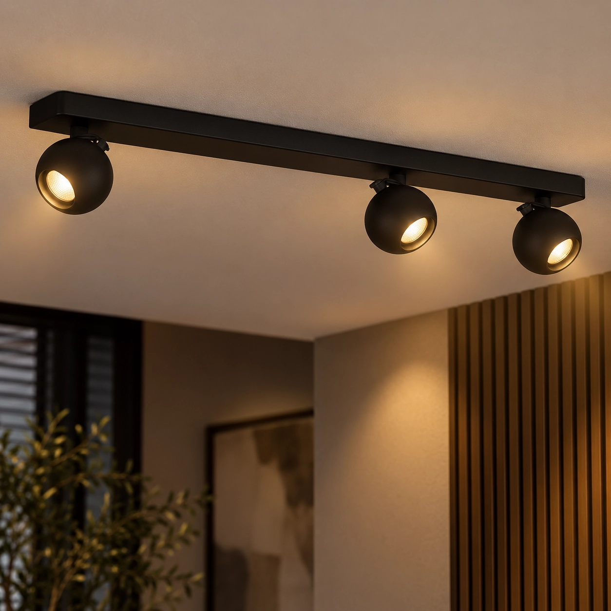 Plafondlamp Bolero bol 3-lichts zwart