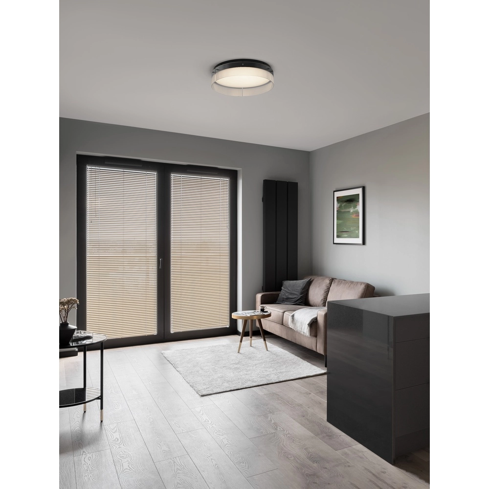 Design plafondlamp Pauline zwart met glas Ø 55cm Lyora 5212017445407