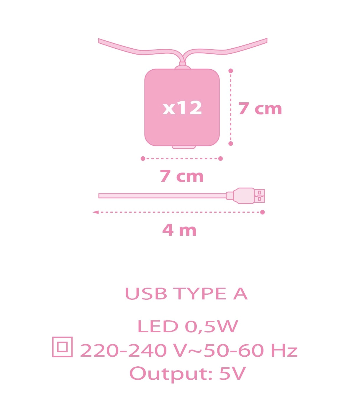 Lichtslinger Unicorns roze voor kinderkamer Dalber 8420406415956