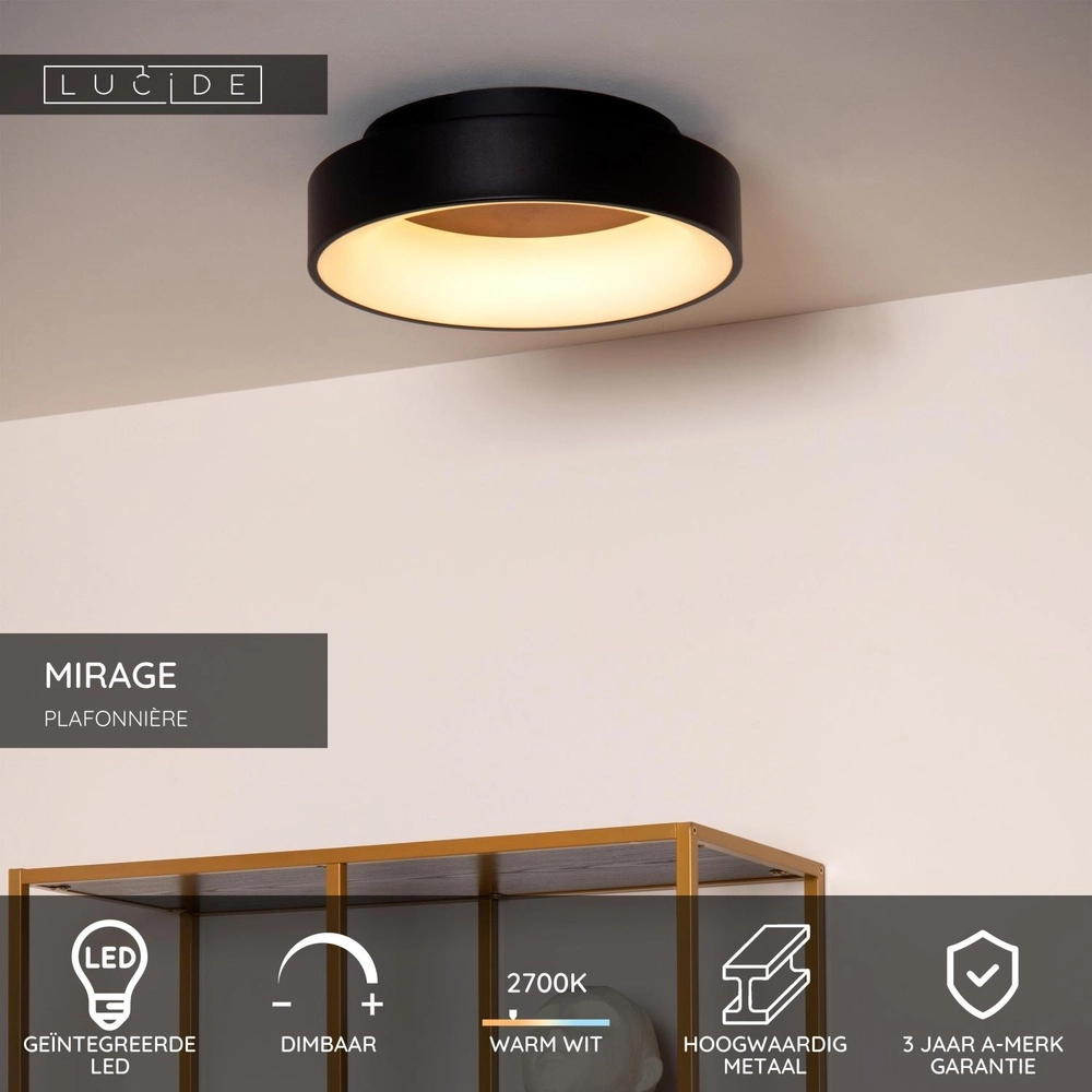 Plafondlamp Mirage Ø 38cm zwart Lucide 5411212361202