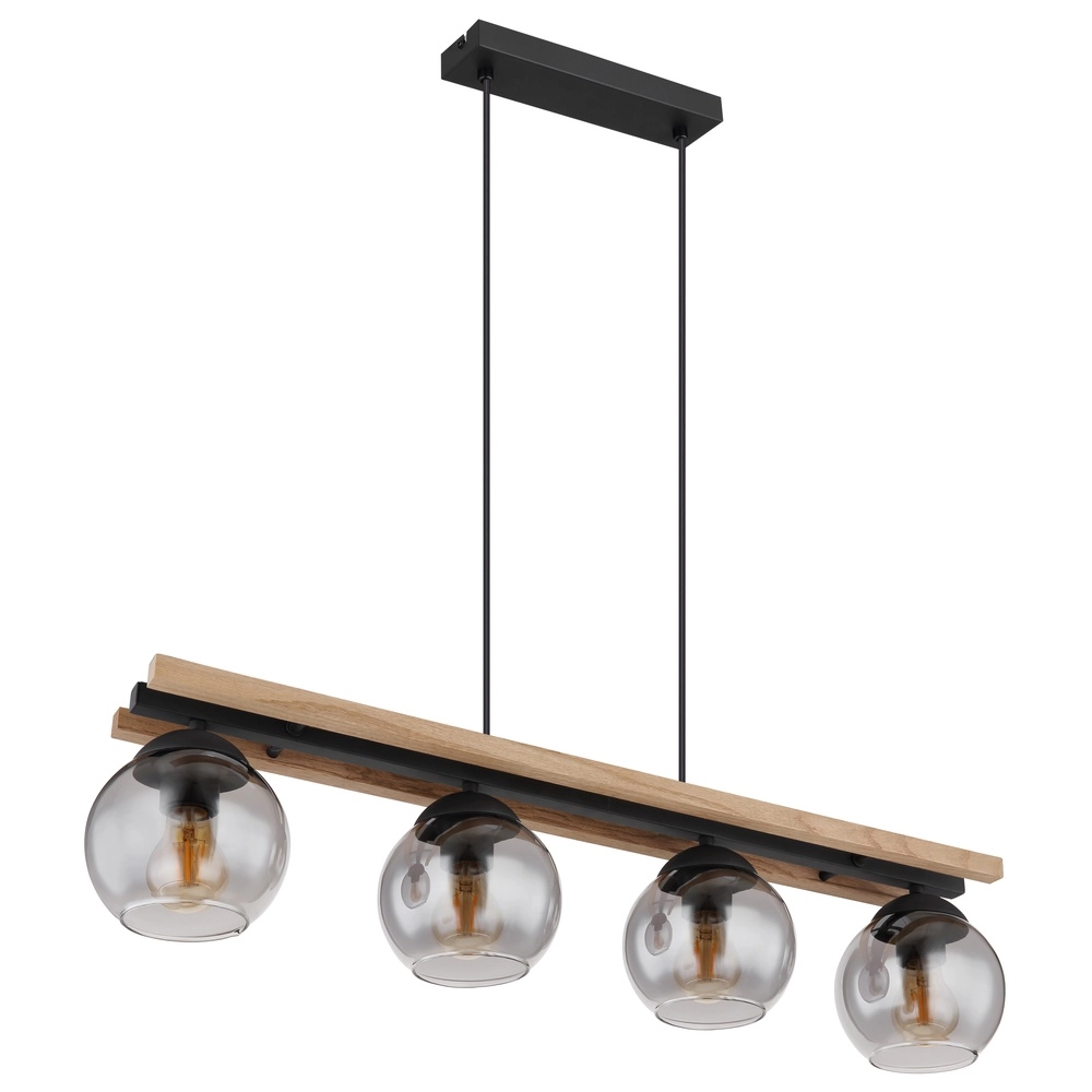 4-lichts hanglamp Conni zwart met hout Globo 9007371451739