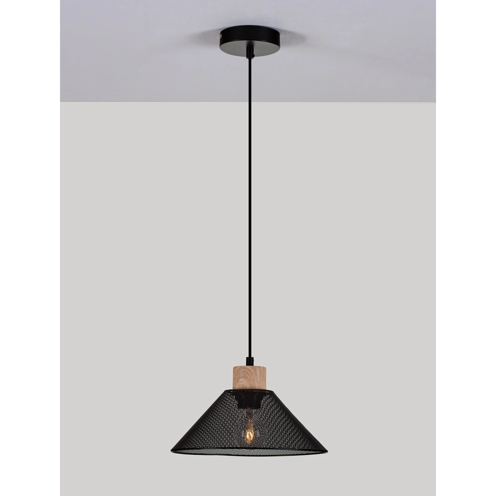 Design hanglamp Ian zwart met hout