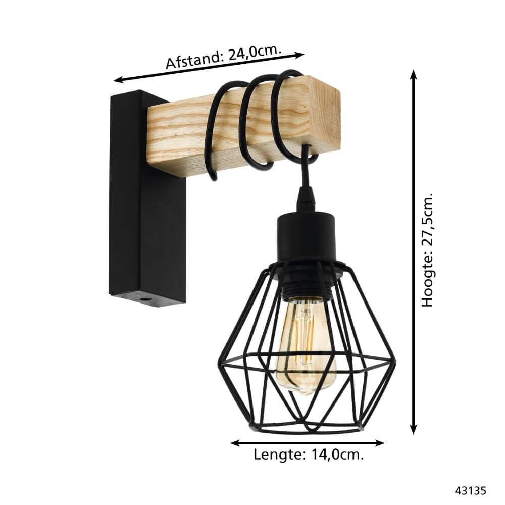 Houten wandlamp Townshend 5 Eglo 9002759440787