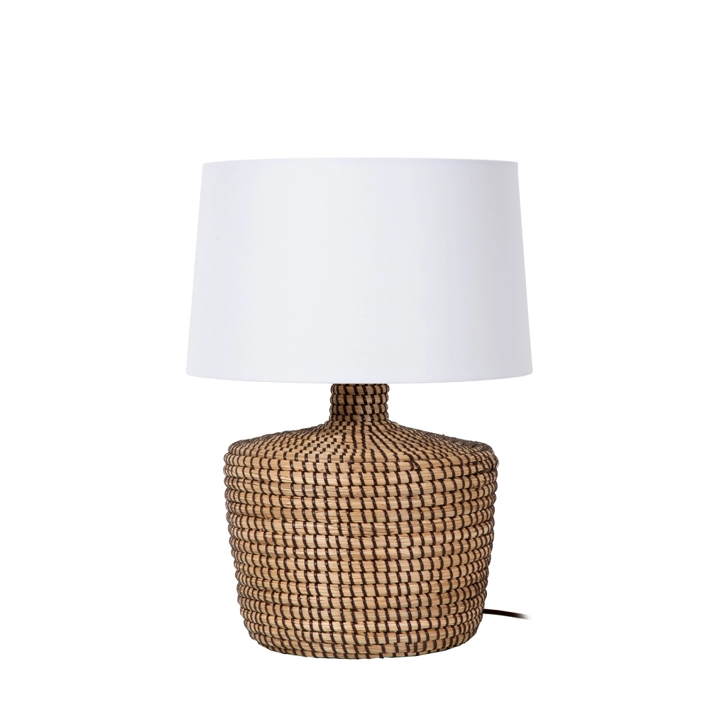 Zeegras schemerlamp Ambala Ø 35cm - bruin met witte kap Premium by Lucide 5411212106100