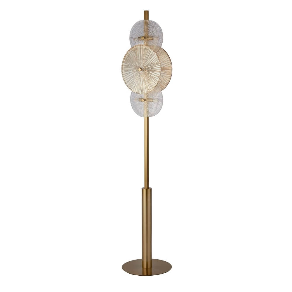 Gouden vloerlamp Wagon Wheel 151cm hoog