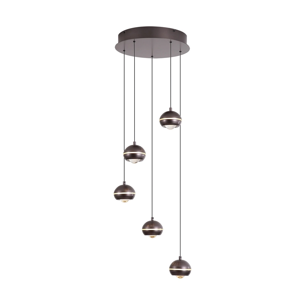 Design hanglamp Meteor 5-lichts zwart nikkel