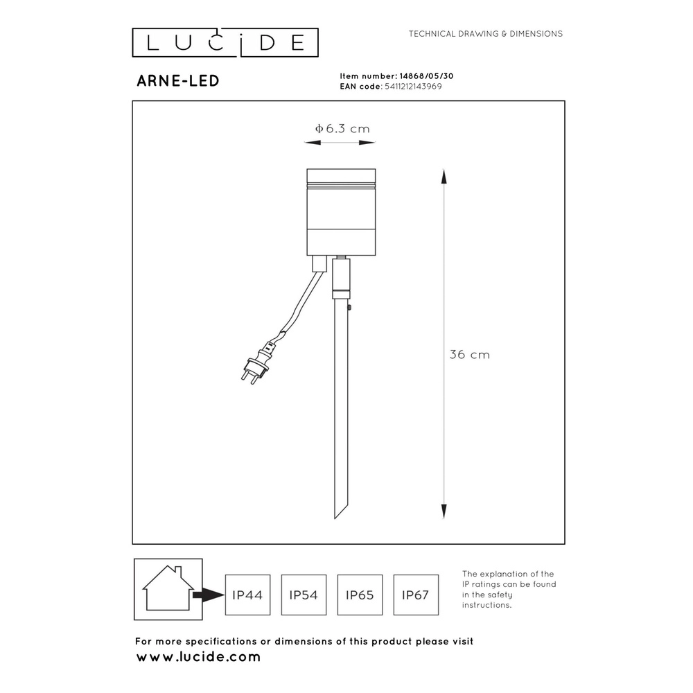 Prikspot Arne-Led zwart Lucide 5411212143969