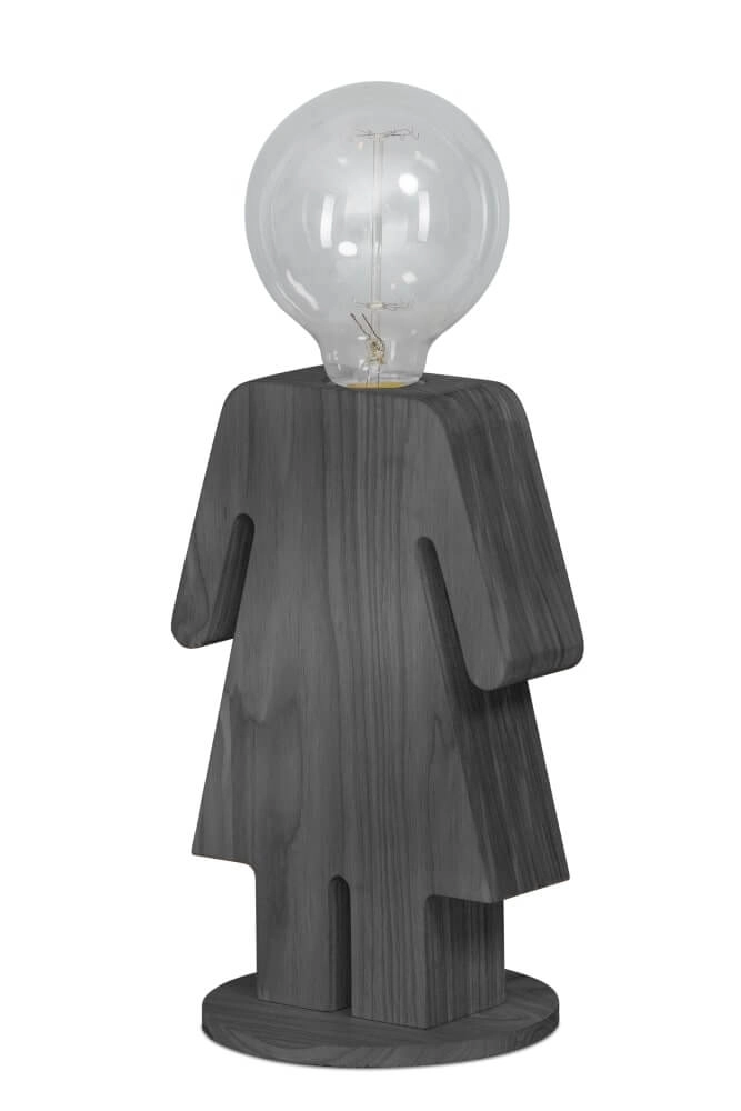 Houten nachtkastlamp Eve Grey Houten nachtkastlamp Eve Grey