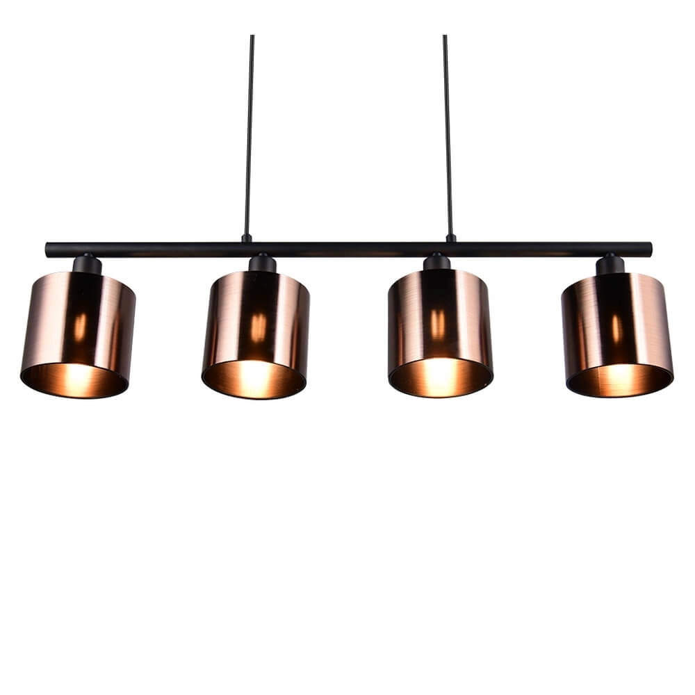 4-lichts hanglamp Jason zwart met koper brons Trio 4017807641172