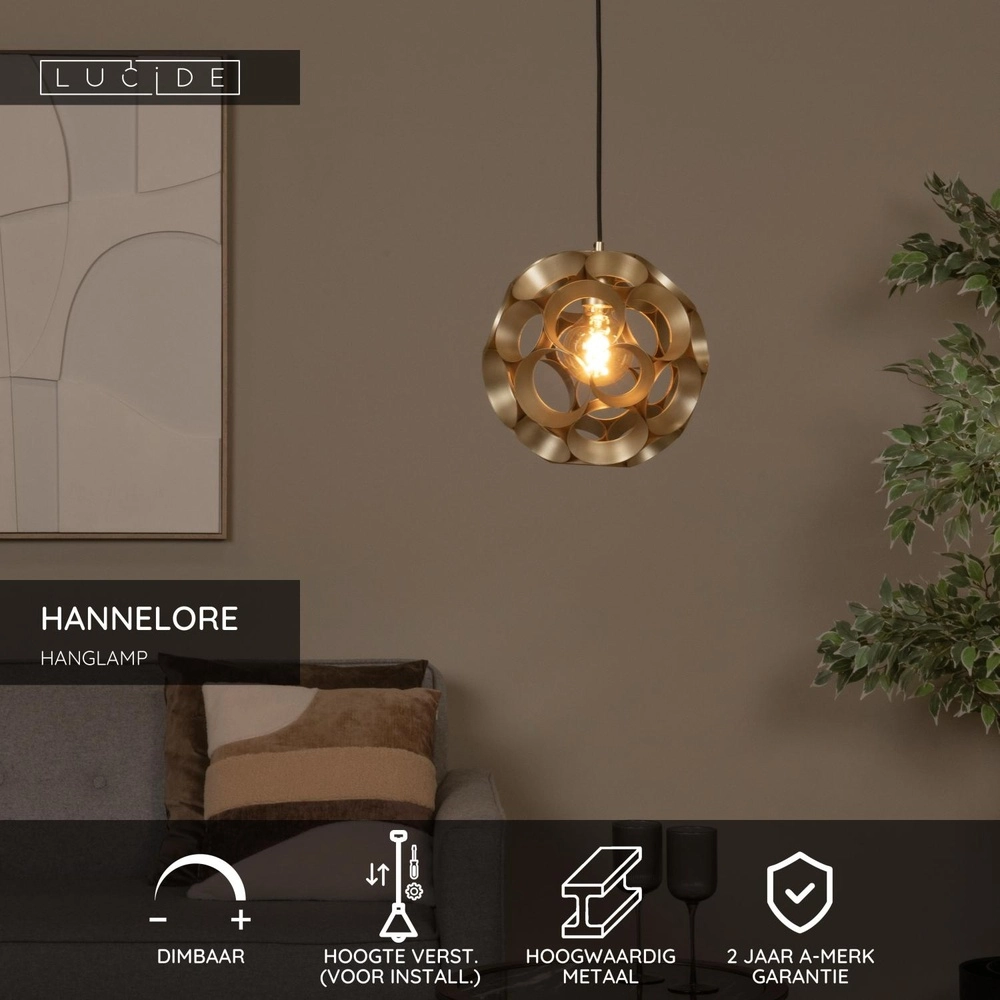 Unieke hanglamp Hannelore Ø 30cm goud Lucide 5411212106216