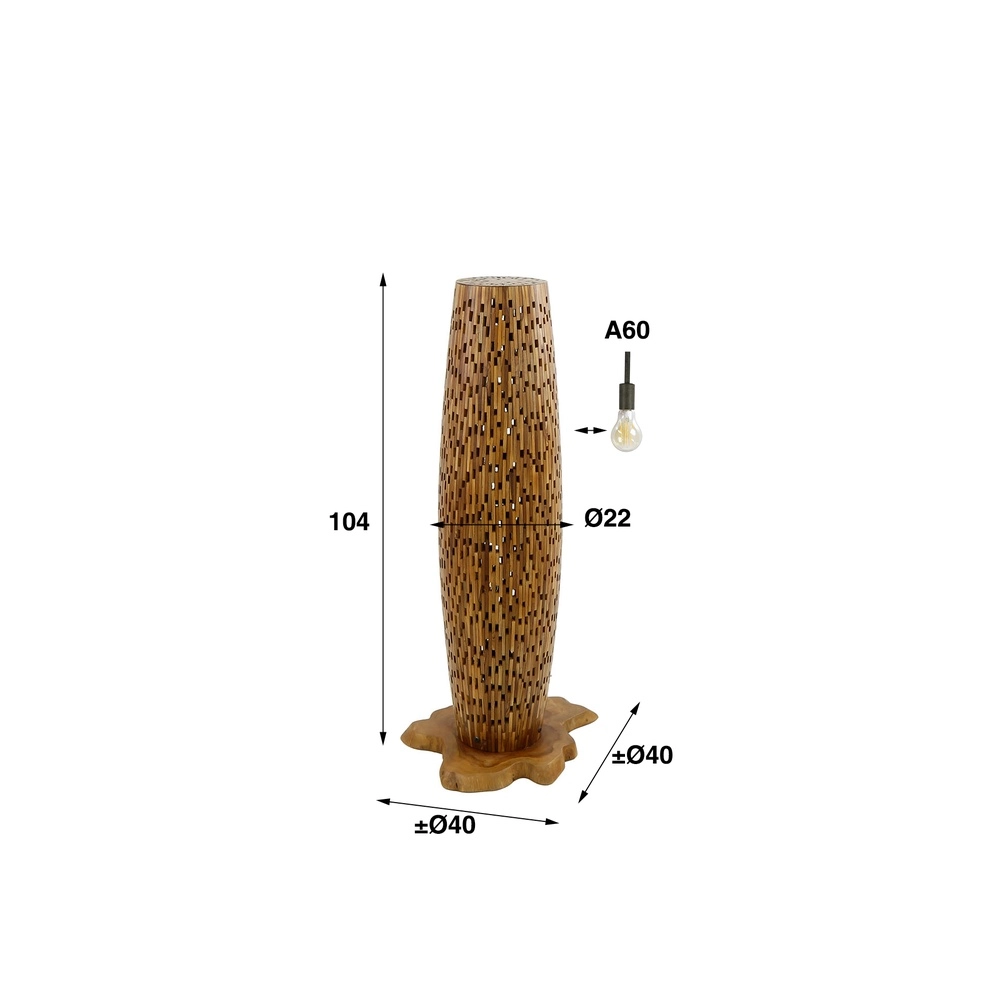 Houten vloerlamp Bars teak - 104cm - Ø 40cm Lyora 8716803512788