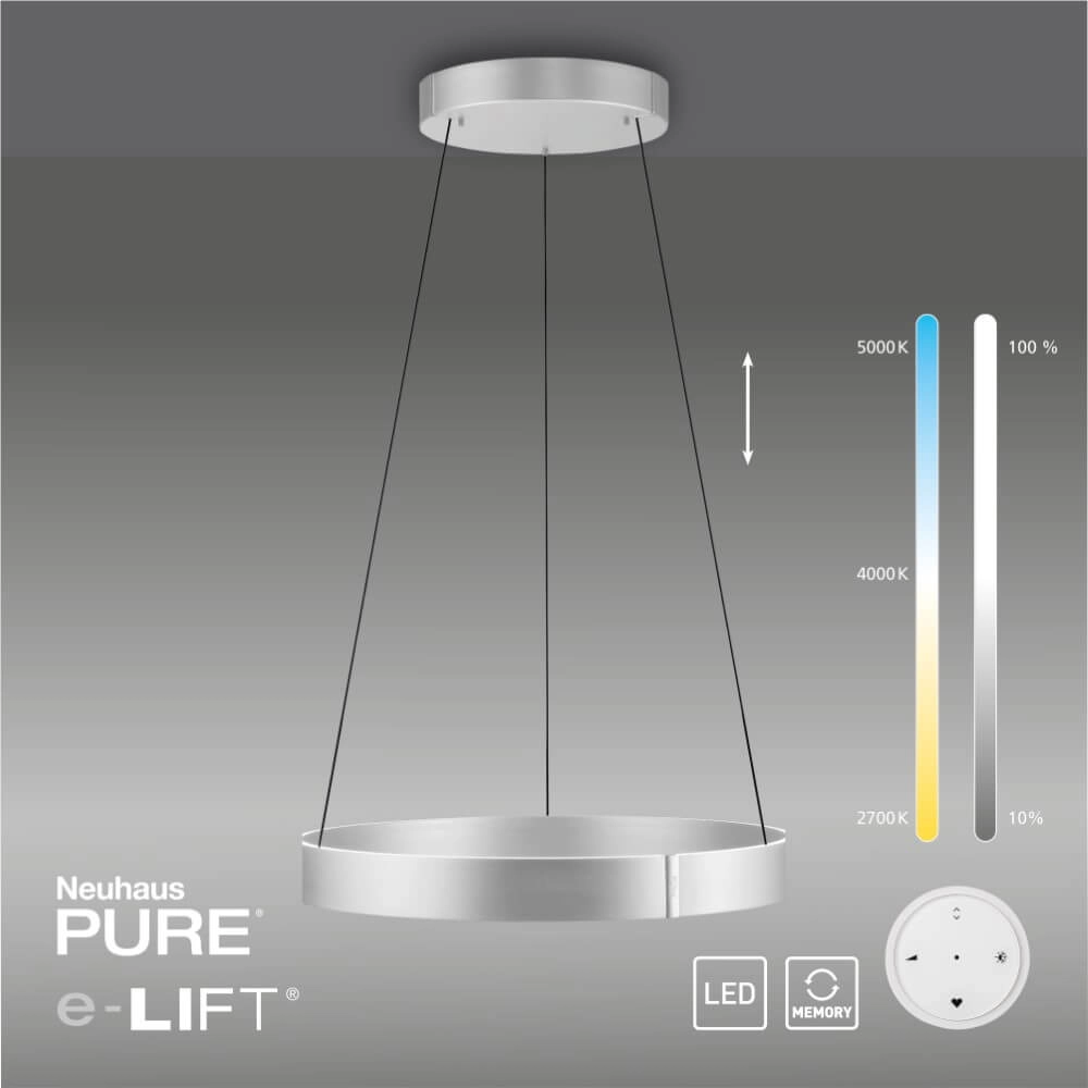 Ronde hanglamp Pure E-Clipse aluminium Ø 70cm Paul Neuhaus 4012248372364
