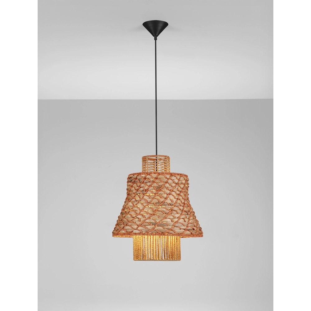 Rotan hanglamp Mande bruin met oranje Rotan hanglamp Mande bruin met oranje