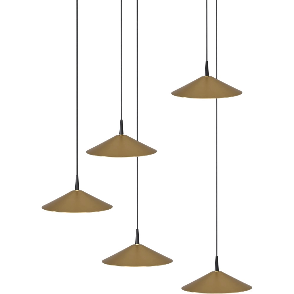 5-lichts hanglamp Ceppo zwart met goud Ø 22cm rond Masterlight 8718121358734