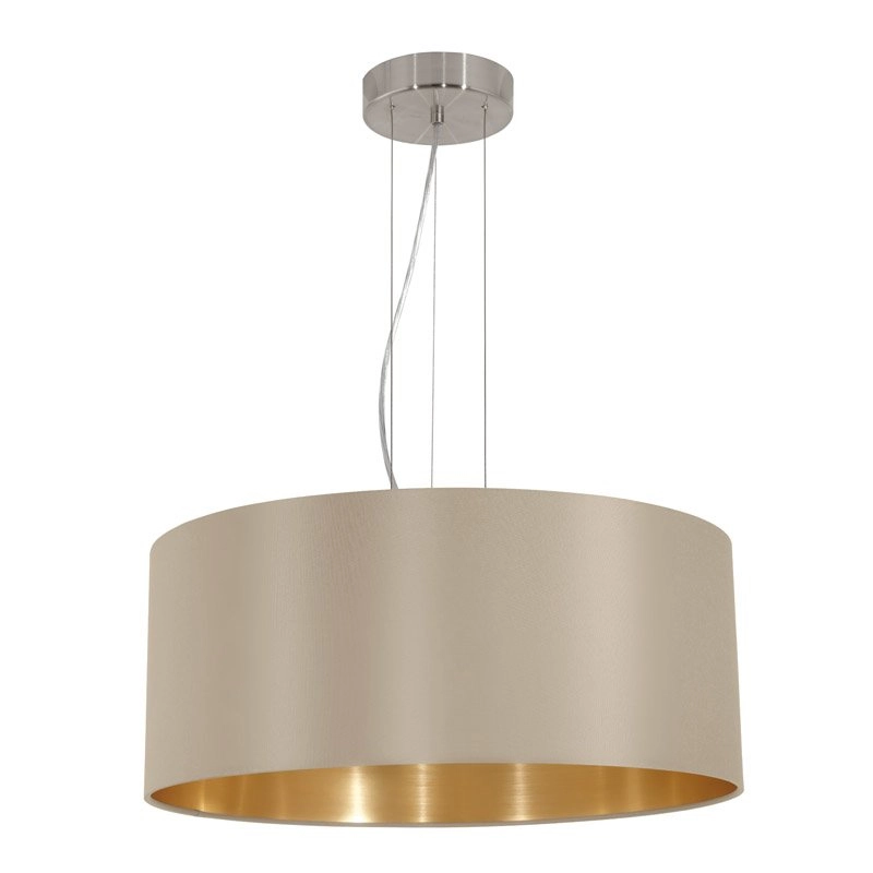 Landelijke hanglamp Maserlo 53cm taupe met goud Landelijke hanglamp Maserlo 53cm taupe met goud