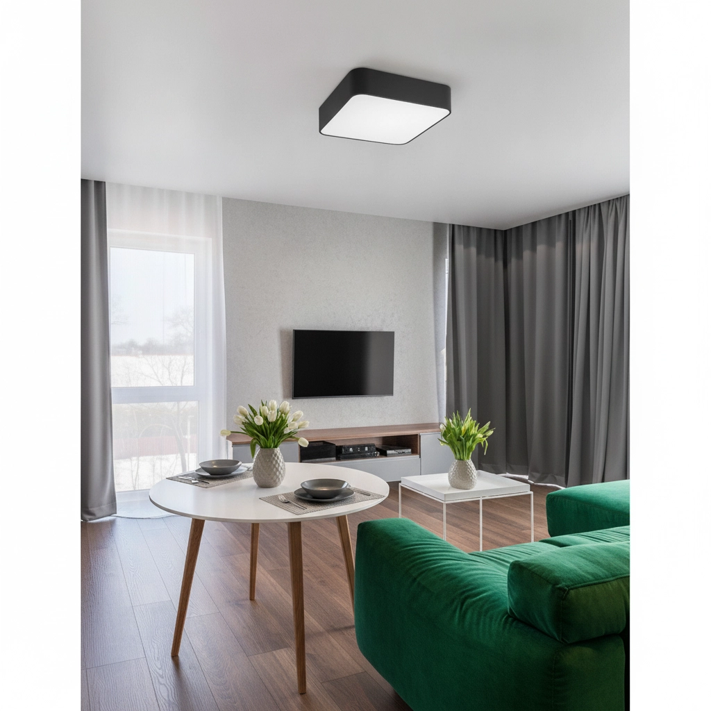 Vierkante plafondlamp Ragu zwart 36cm