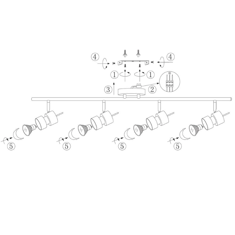 Plafondspot Natasja Led 4-lichts grijs Steinhauer 8712746112016