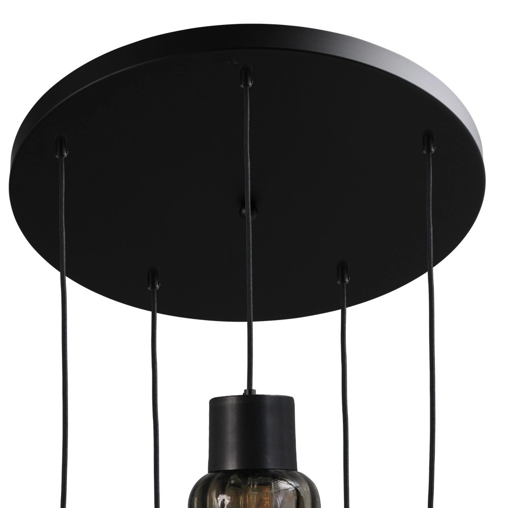 Zwarte design hanglamp Lett ll 5-lichts smoke glas Masterlight 8718121184562