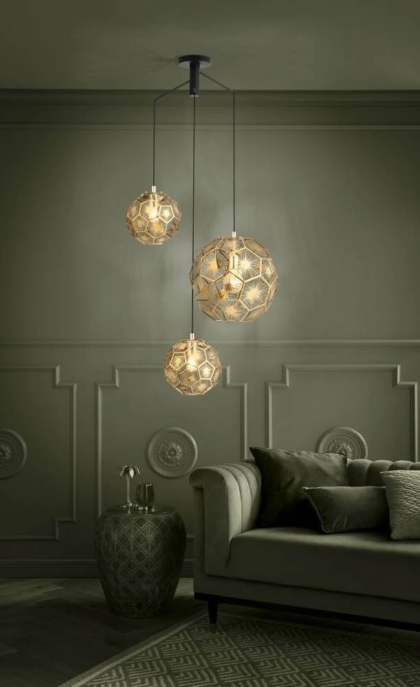 Gouden hanglamp Skoura vide - 3-lichts Stars of Light 9002759397586