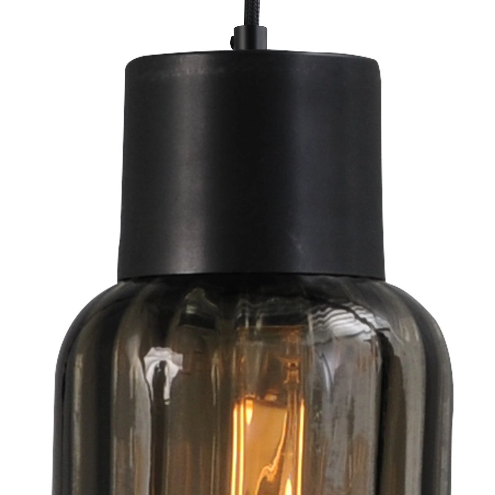 Zwarte design hanglamp Lett ll met smoke glas Masterlight 8718121181233