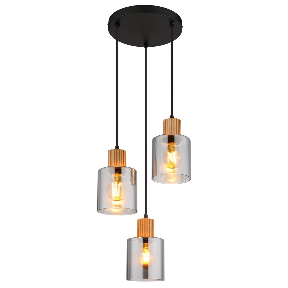 Design hanglamp Aleidis 3-lichts rond zwart
