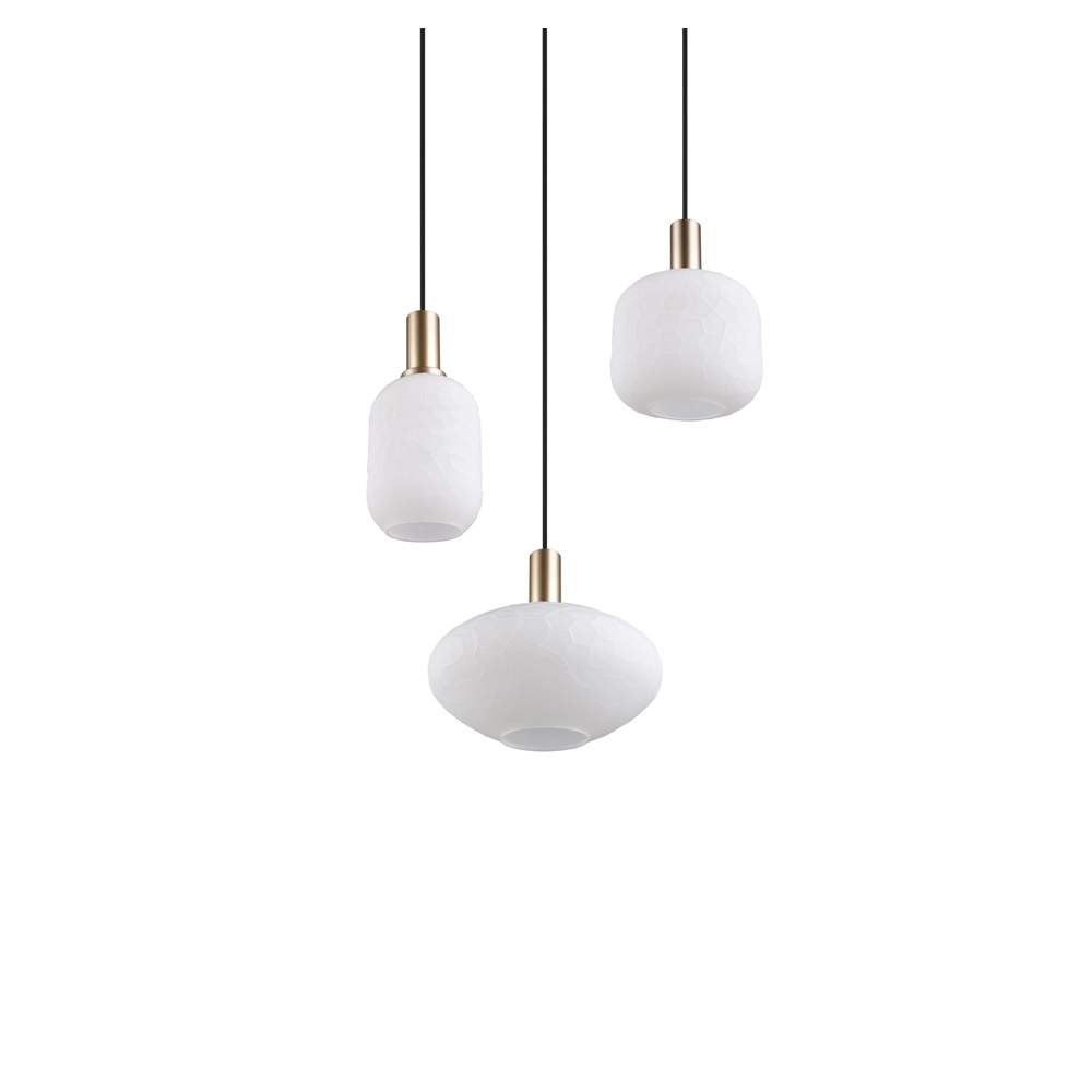 3-lichts hanglamp Emelie goud met wit glas Trio 4017807724318
