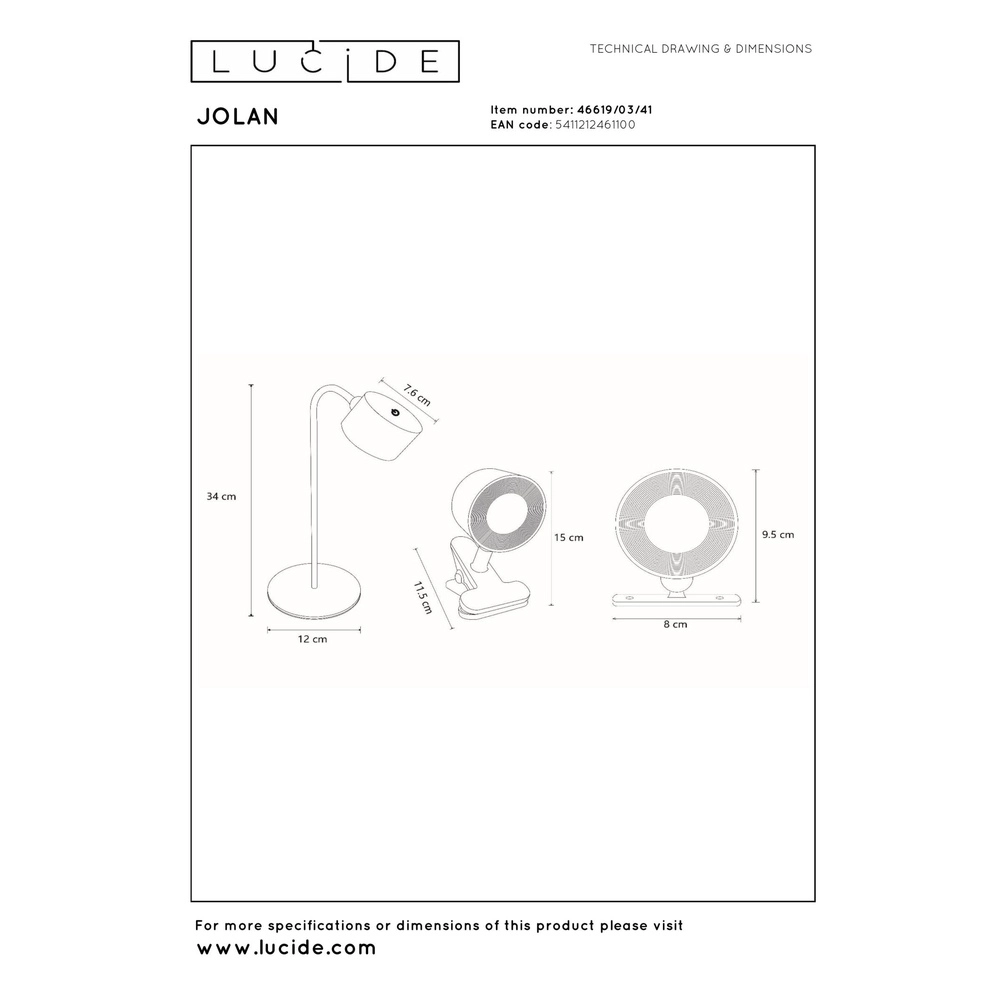 Oplaadbare bureaulamp Jolan taupe Lucide 5411212461100