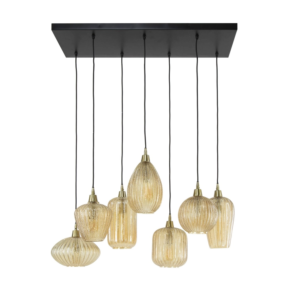 Eetkamer hanglamp V-Shape 7-lichts - geribbeld glas Lyora 8716803511149