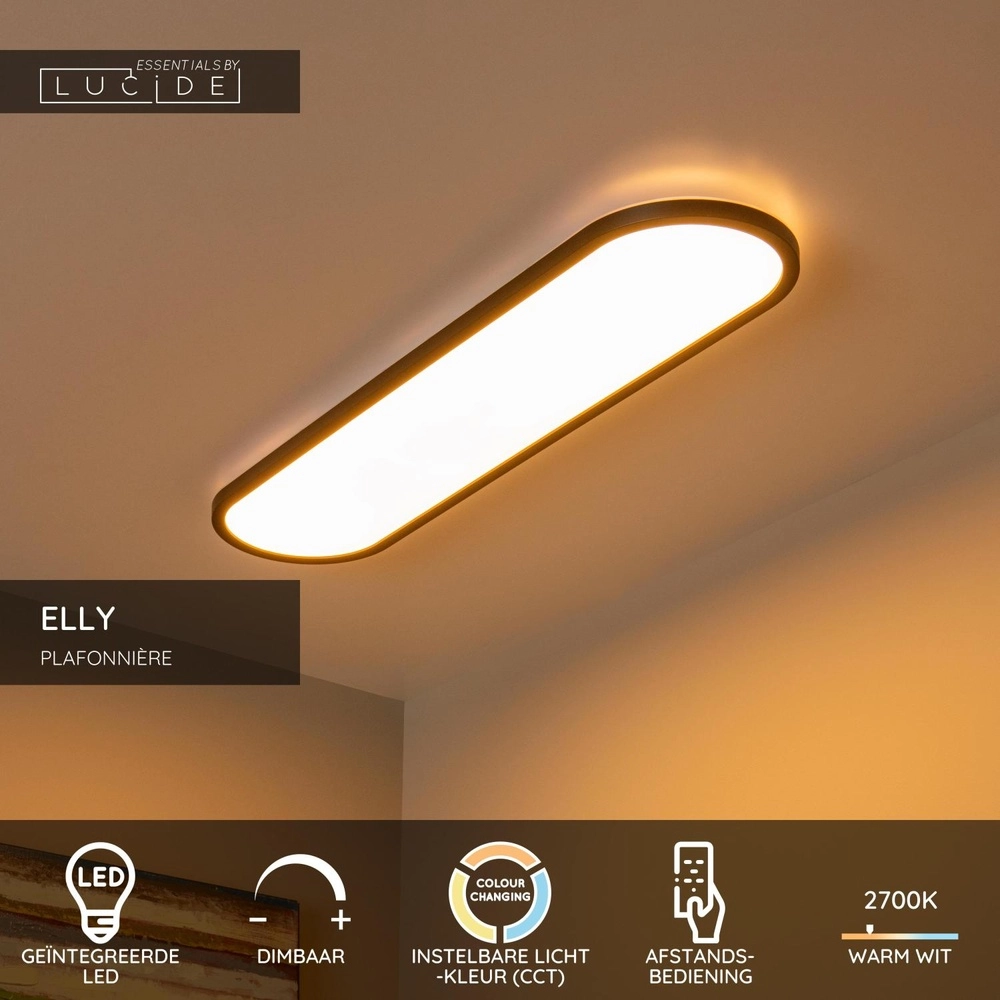 Ovale plafonniere Elly zwart 36W Lucide 5411212071828