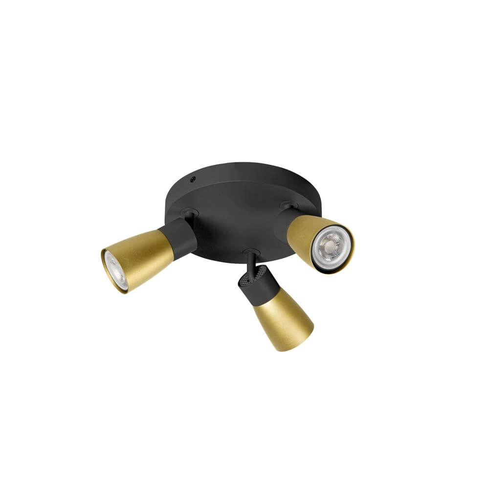 Ronde spot Puri 2.0 Dome zwart-goud 3-lichts SLV 4024163293853