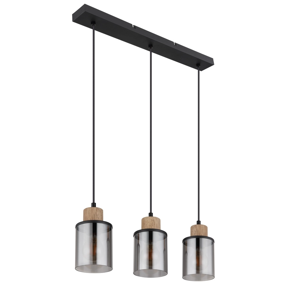 3-lichts hanglamp Reid recht zwart Globo 9007371444731
