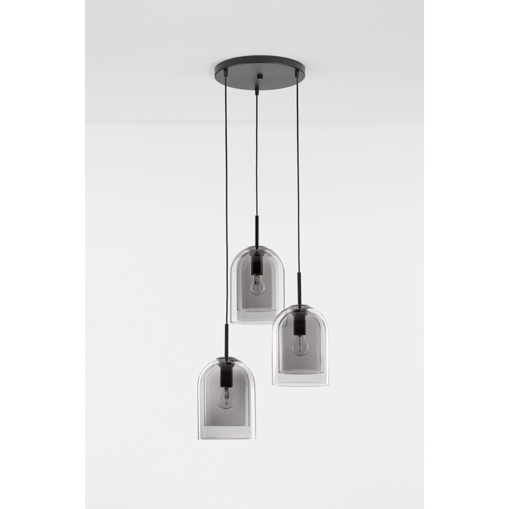 Hanglamp Velor 3-lichts zwart rond Lyora 5212017431189