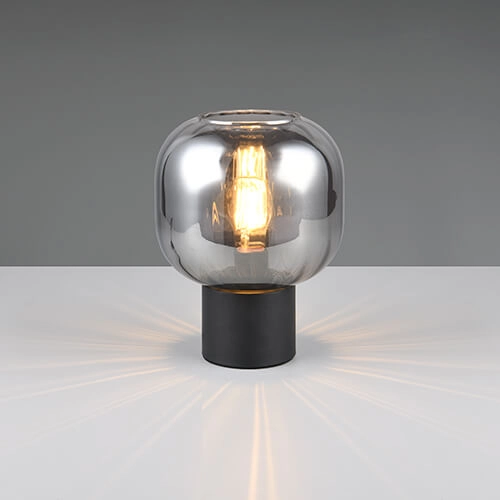 Trendy tafellamp Diva zwart met smoke glas Trio 4017807614596